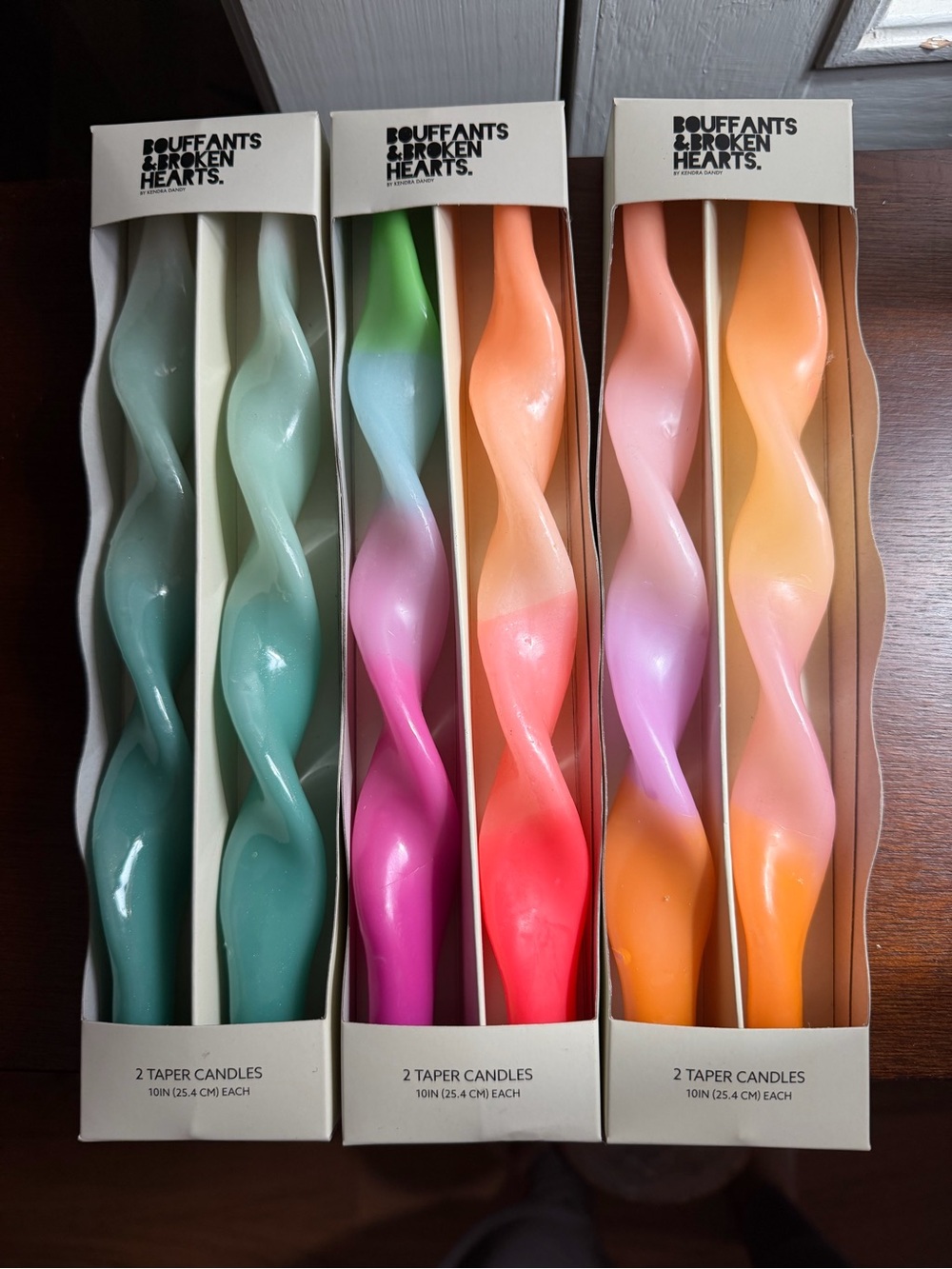 Bouffants & Broken Hearts Gradient Twisted Taper Candles - Multicolor Set